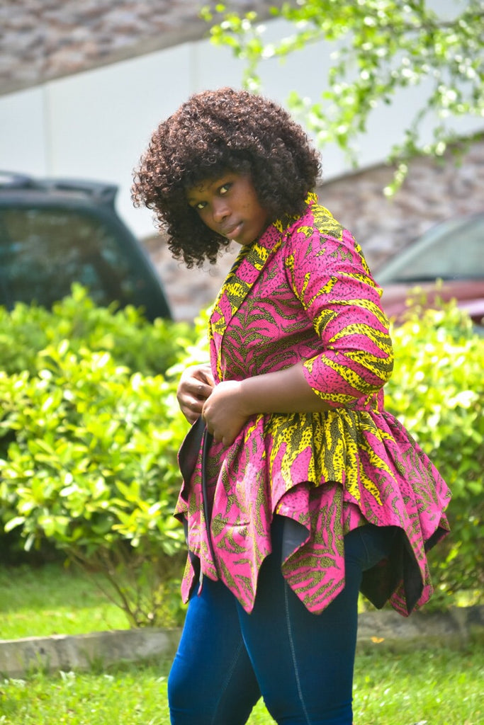 Zoe African Print Peplum Jacket :