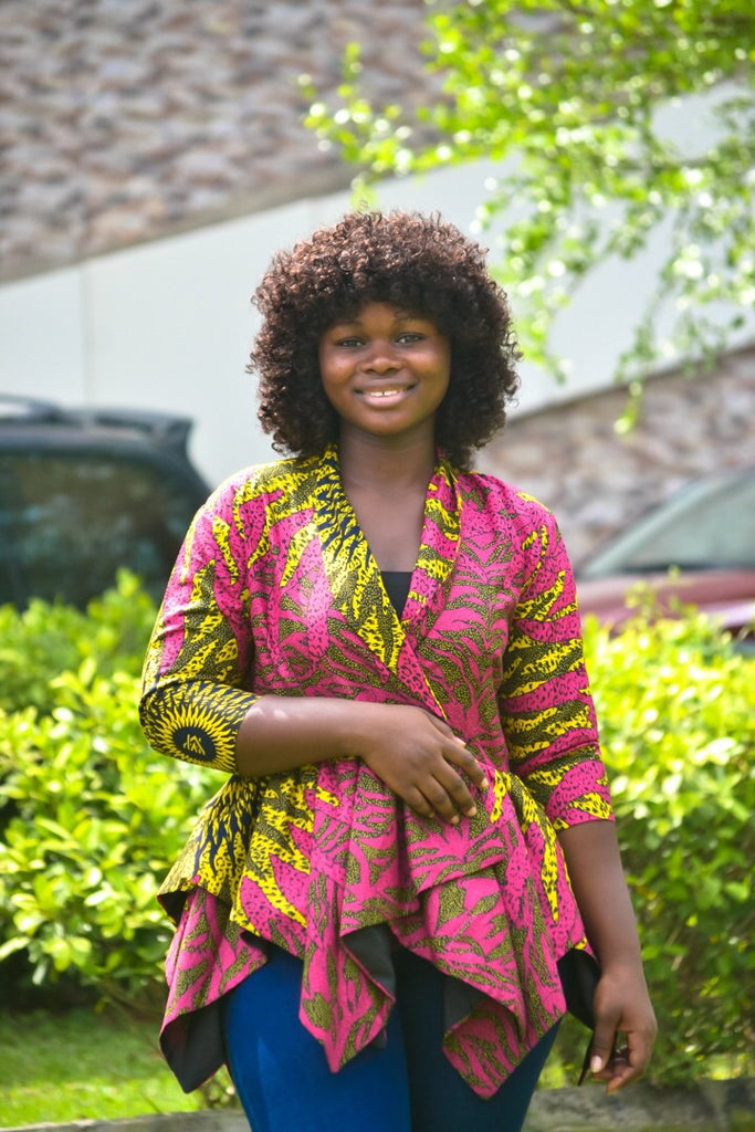 Zoe African Print Peplum Jacket :