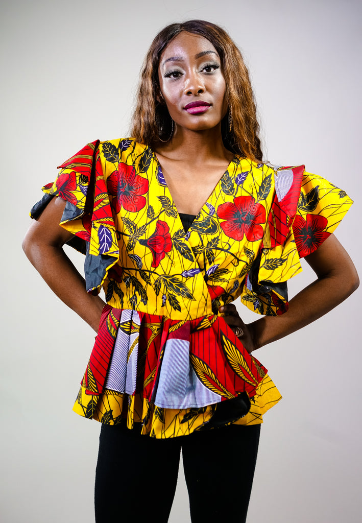 Bella Peplum African Print Top
