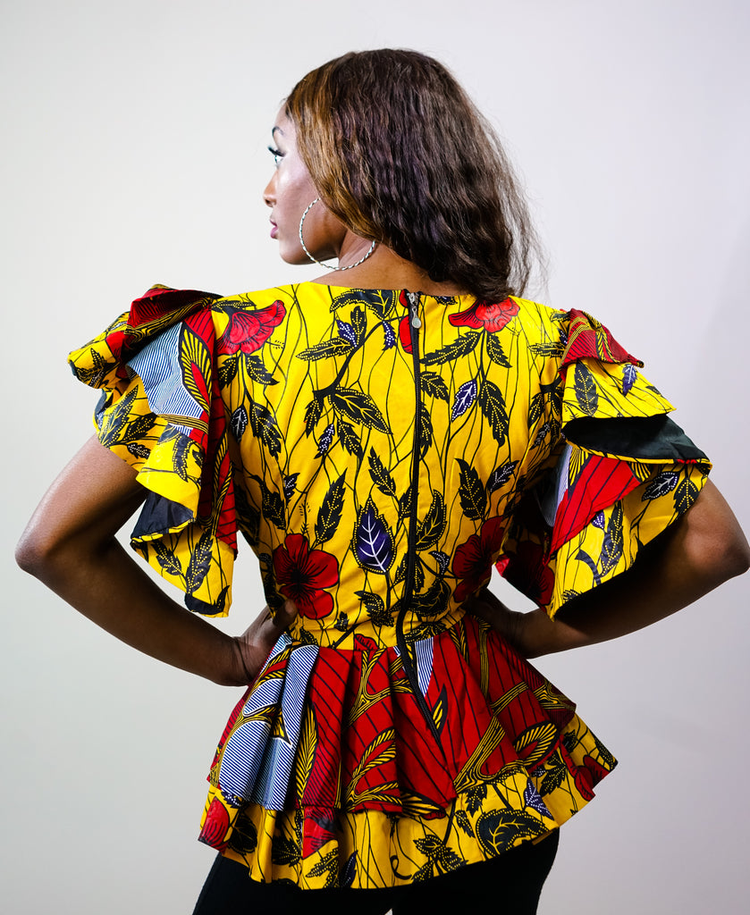 Bella Peplum African Print Top