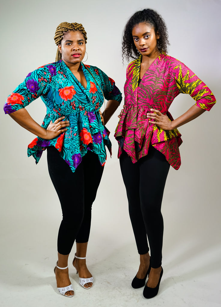 Zoe African Print Peplum Jacket :