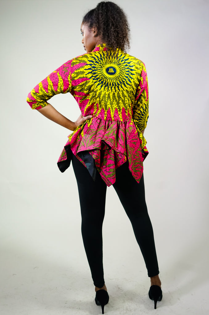 Zoe African Print Peplum Jacket :