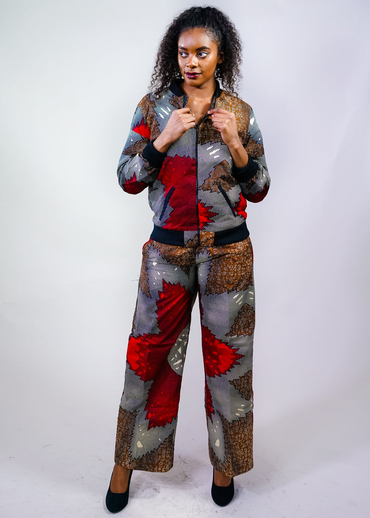 Lila African Print Bomber jacket