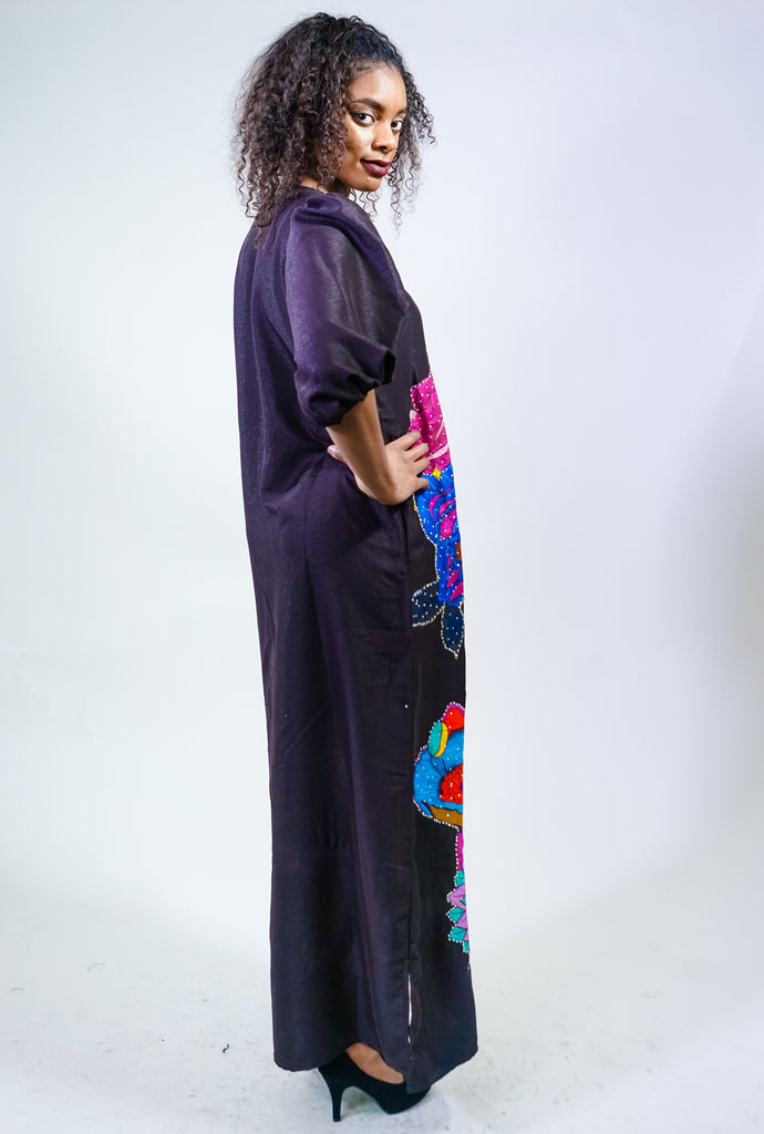 Floral Printed Ankara Patched Maxi Dress