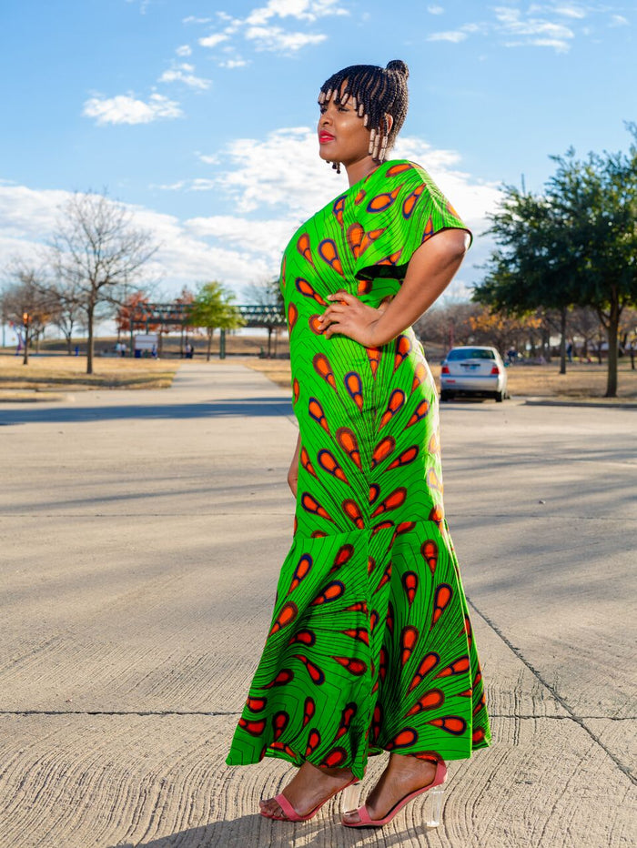 Habiba: Green peacock design ankara