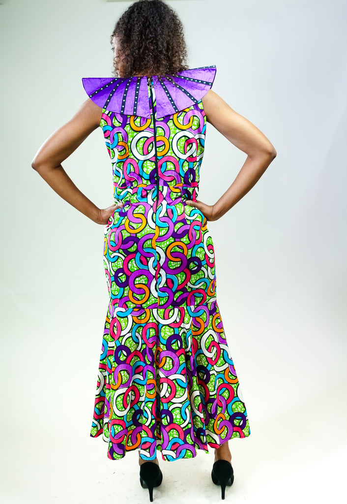 Connected Circles Ankara Print Dress for Women