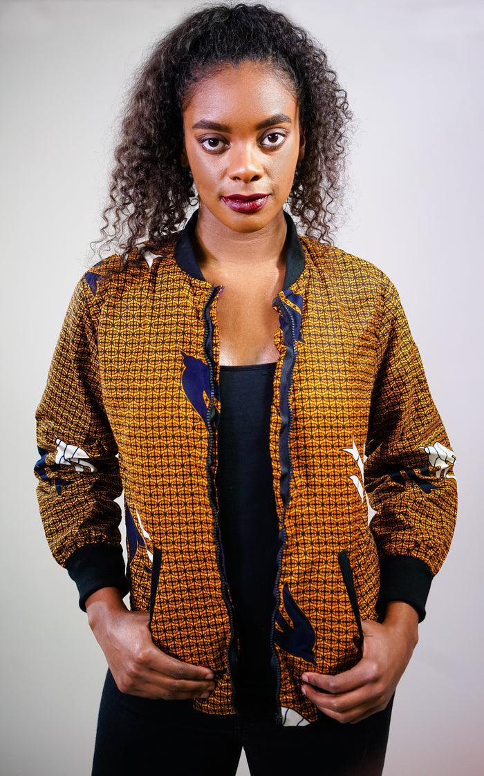 Rose African Print Bomber Jacket