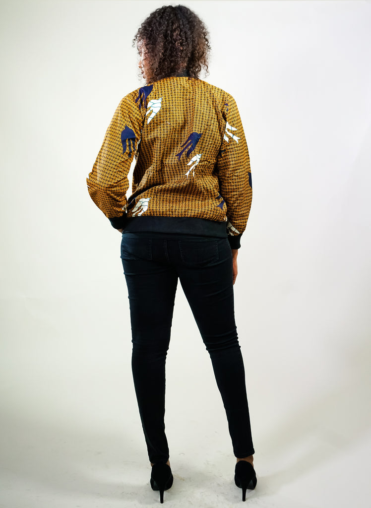 Rose African Print Bomber Jacket