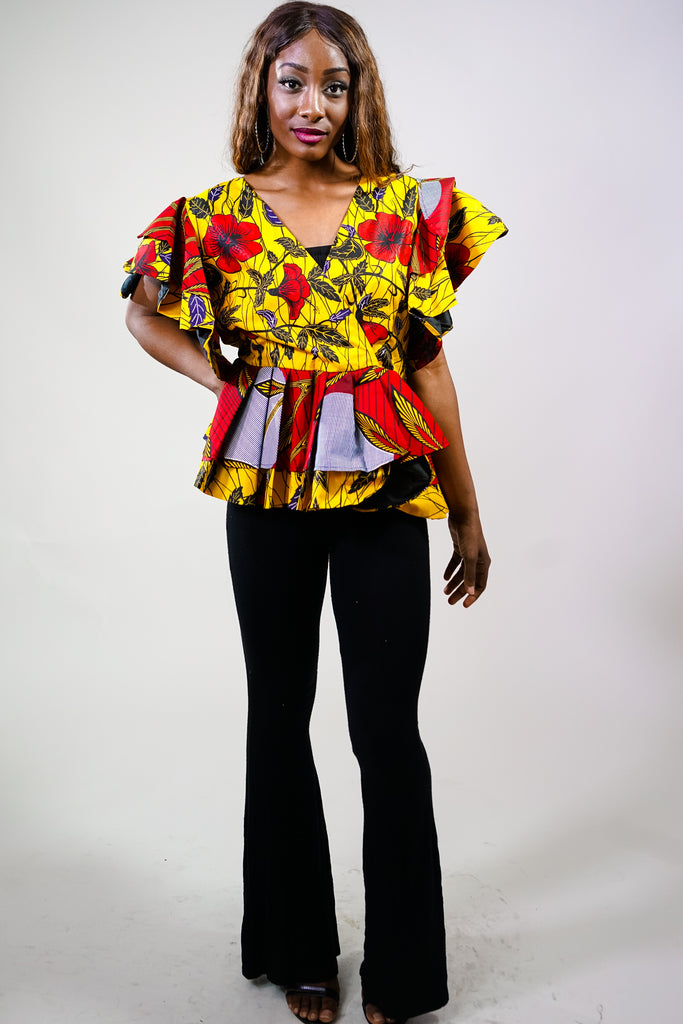 Bella Peplum African Print Top