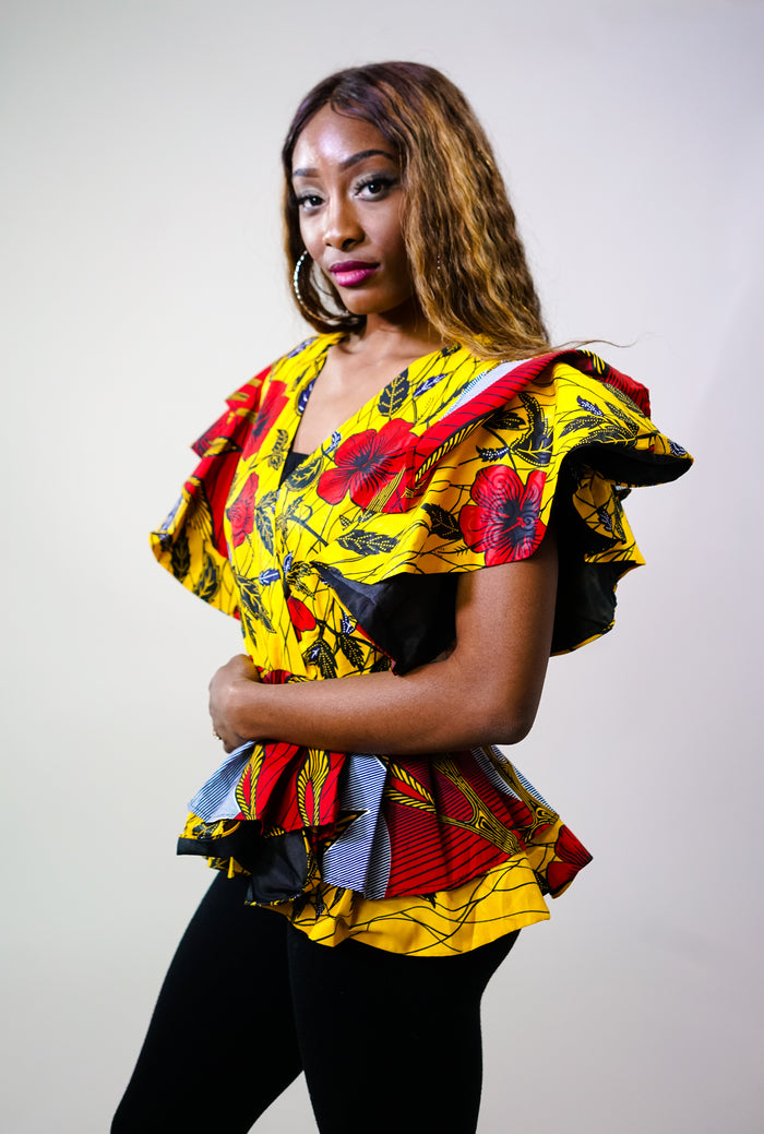 Bella Peplum African Print Top