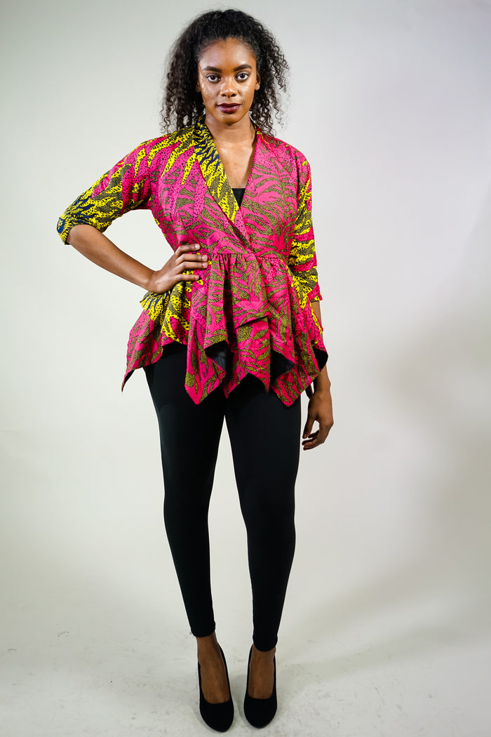 Zoe African Print Peplum Jacket :