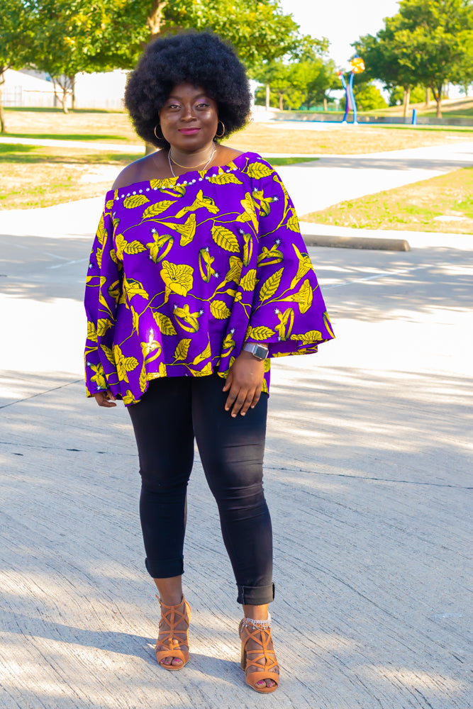 Ezinne Ankara Top African Print Off-Shoulder Top