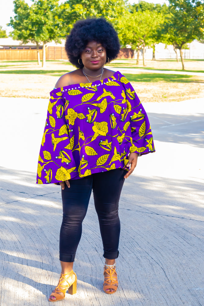 Ezinne Ankara Top African Print Off-Shoulder Top