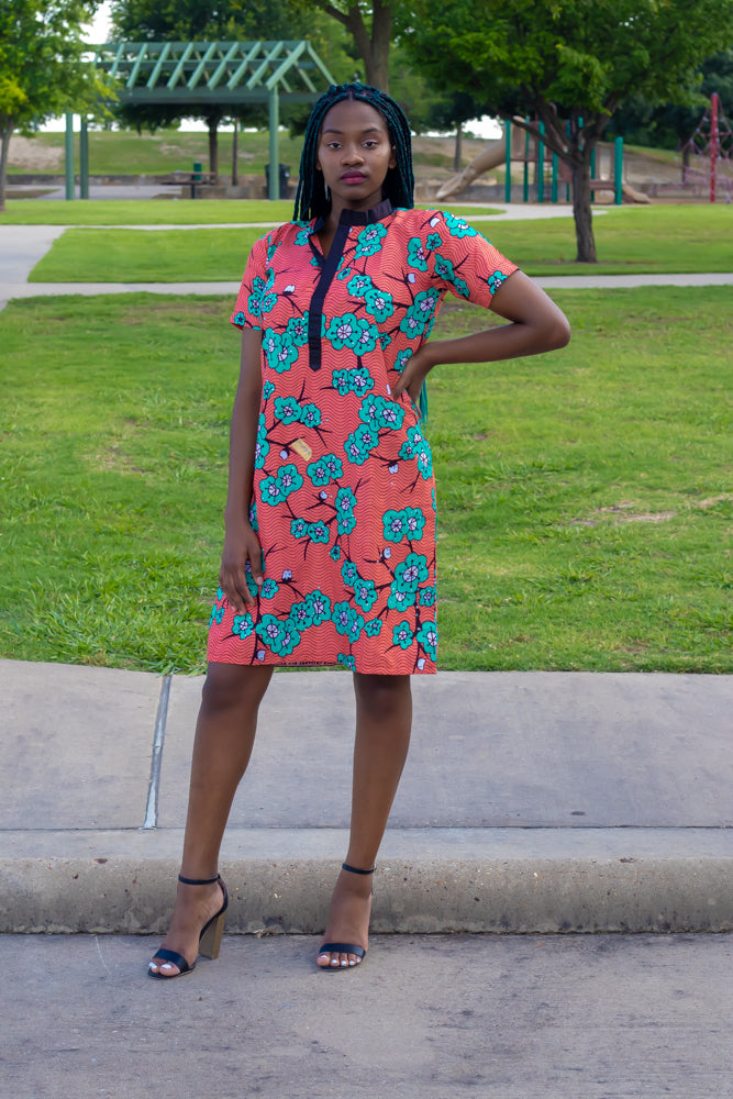 Doris: Simple and lovely style African Print Collar Dress Top  for you