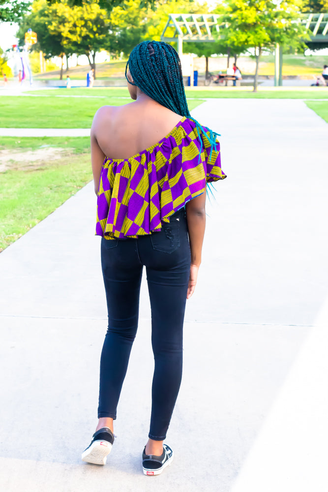 Naya Stylish Ankara Off-Shoulder Crop Top For Ladies