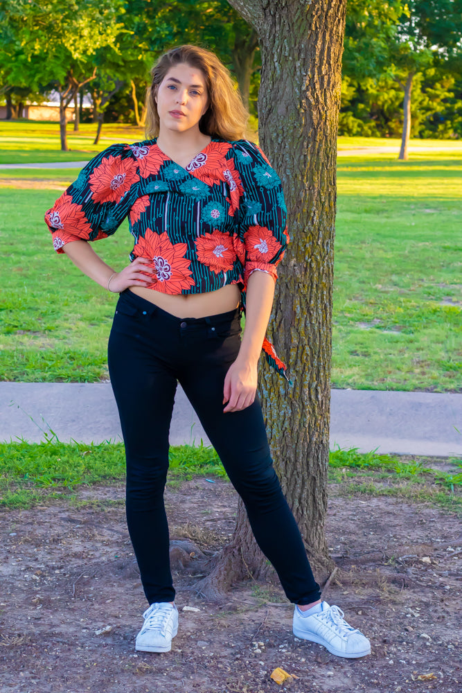 Kimora Ankara Print Belted Top: Beautiful Top for your Day