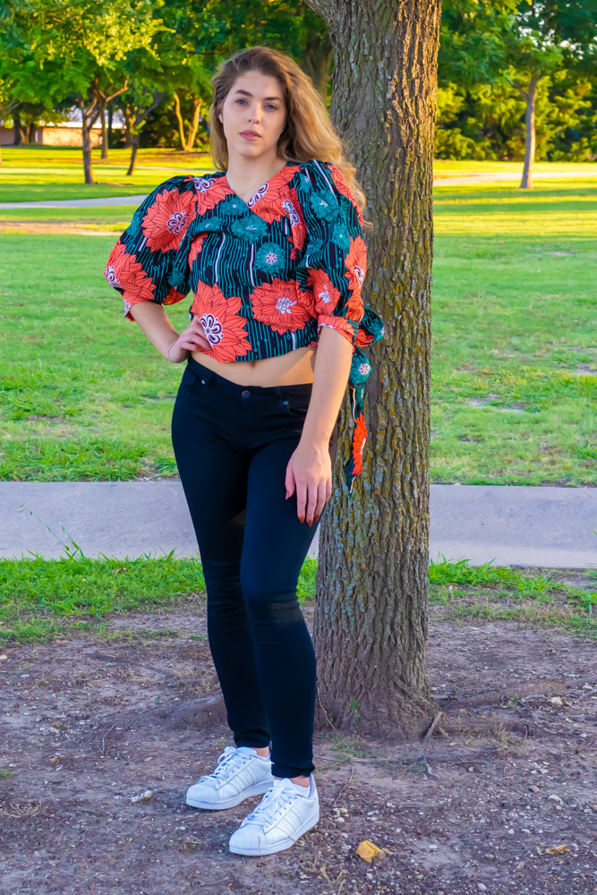 Kimora Ankara Print Belted Top: Beautiful Top for your Day