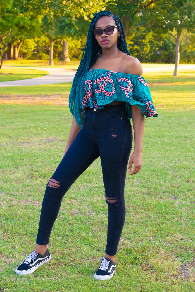 Kaiya African Print Off-Shoulder Crop Top: Perfect for your occasions