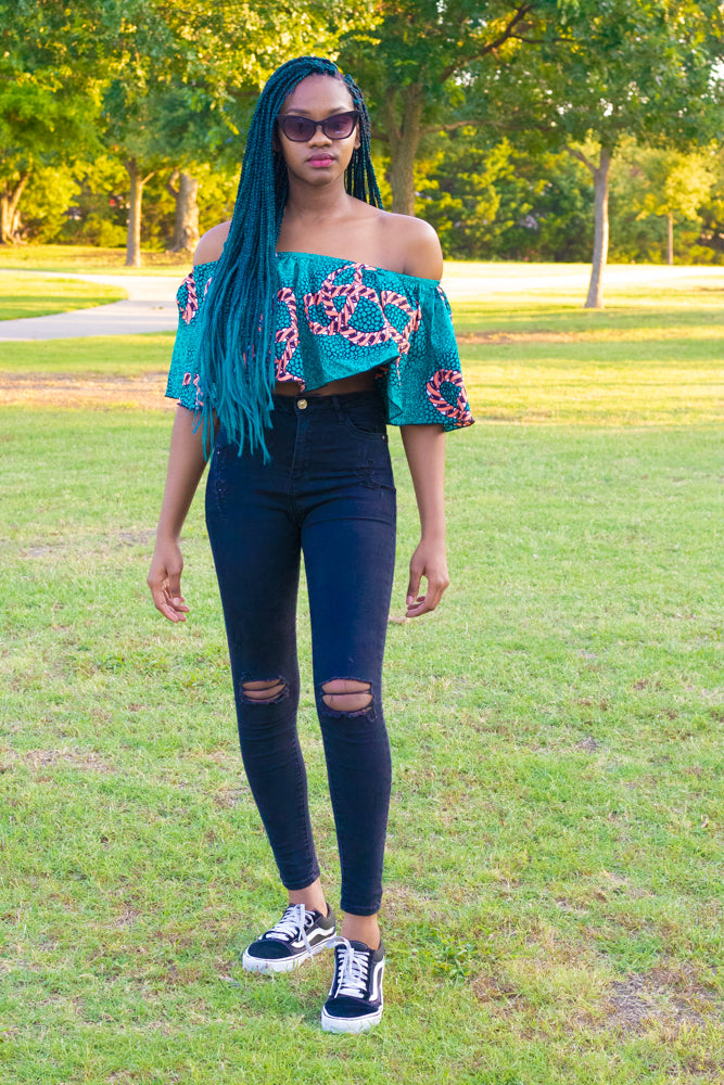 Kaiya African Print Off-Shoulder Crop Top: Perfect for your occasions