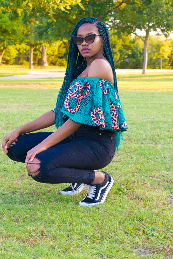 Kaiya African Print Off-Shoulder Crop Top: Perfect for your occasions