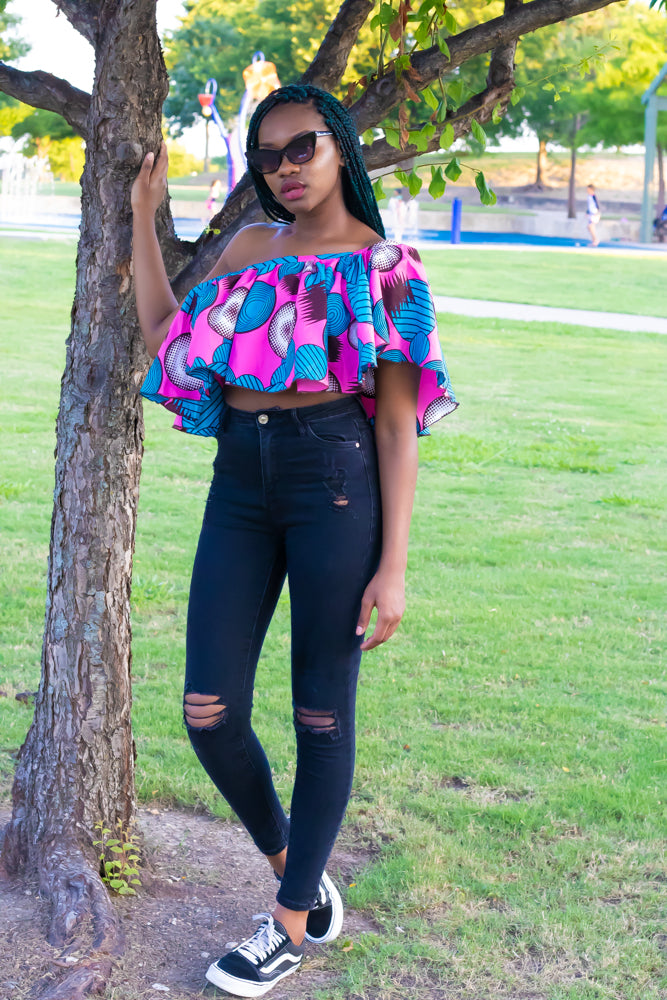 Ankara off shoulder discount blouse