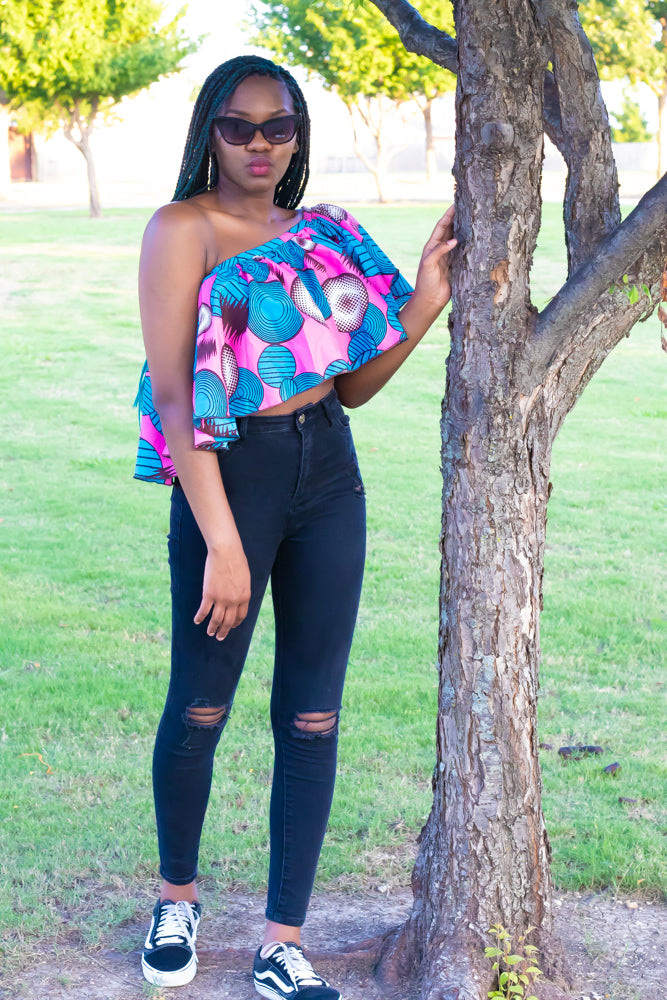 Adaolisa: Ankara Off Shoulder Crop top African Print