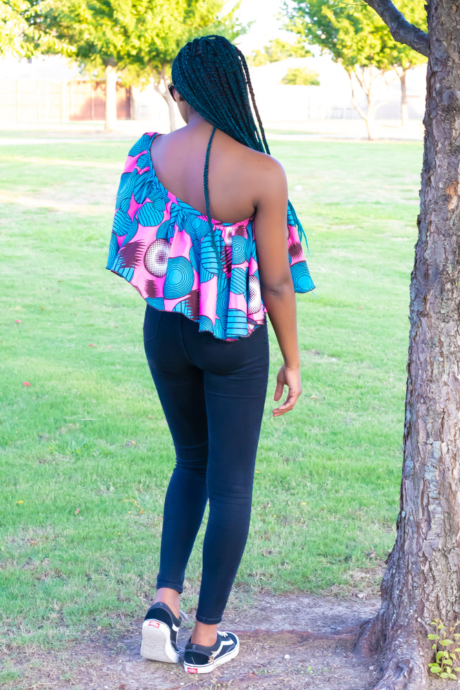 Adaolisa: Ankara Off Shoulder Crop top African Print