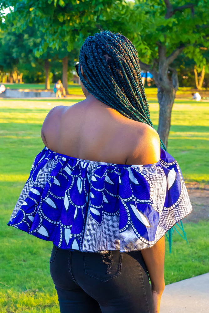 Adaora: Ankara Off shoulder Crop top