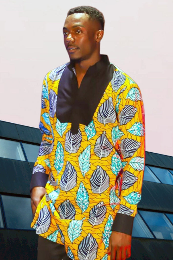 Adisa: African Print Fabric Long Sleeve Shirt For Men