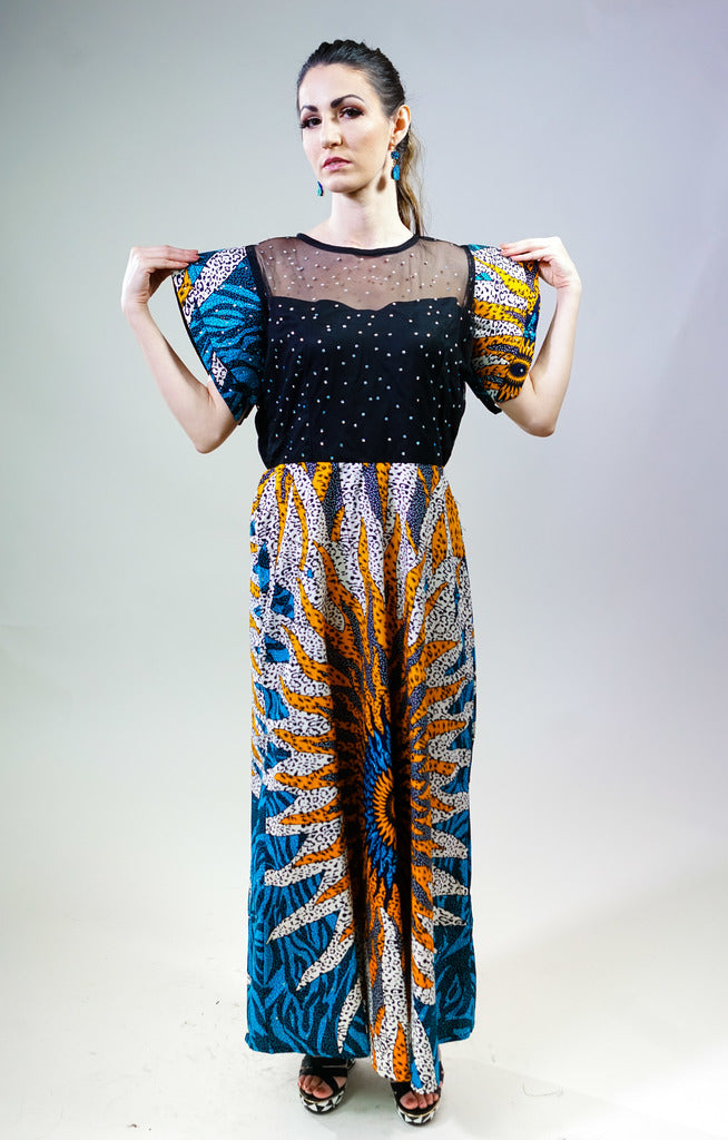 Sun Spread: African Print Dress for Women