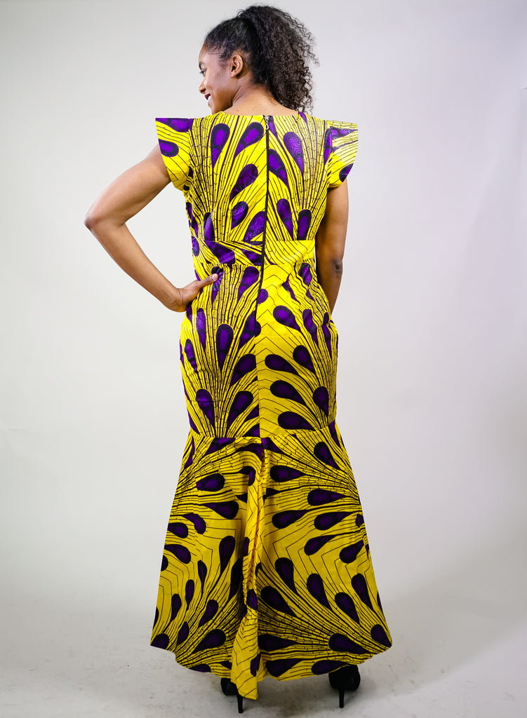 Dana African Print V-Neck Maxi Dress For Women