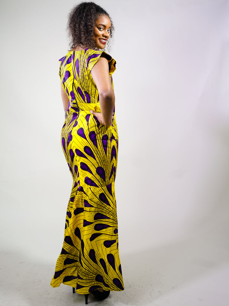 Dana African Print V-Neck Maxi Dress For Women