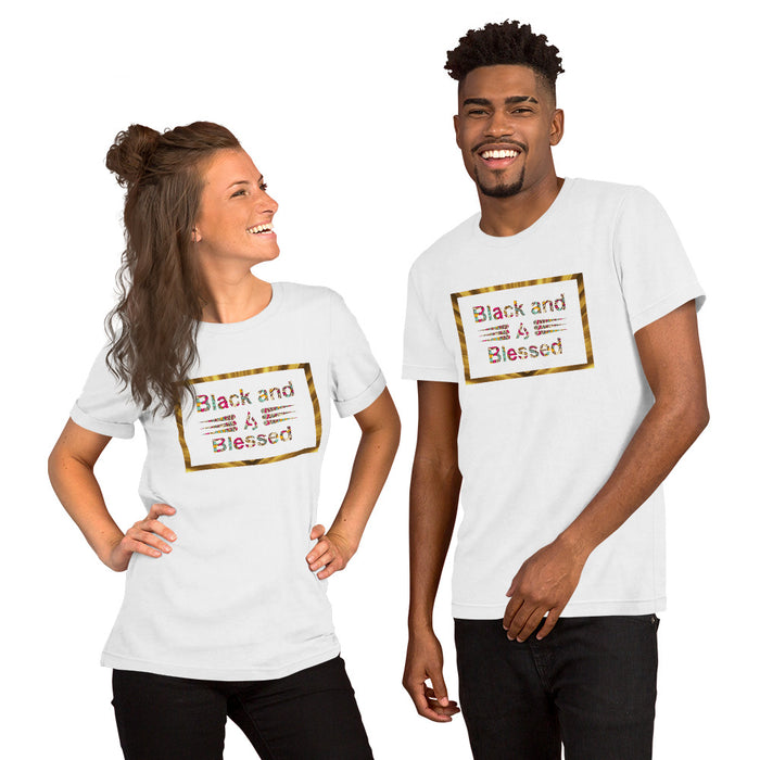 Black and Blessed Couple's Tee Unisex Short Sleeve  Shirt Jersey T-Shirt For all