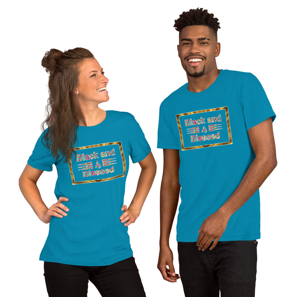 Black and Blessed Couple's Tee Unisex Short Sleeve  Shirt Jersey T-Shirt For all