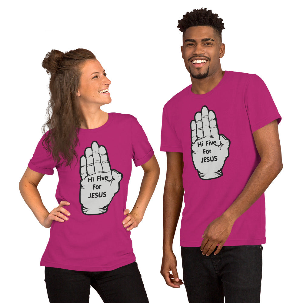 Hi five for Jesus Tee Unisex Short Sleeve Jersey T-Shirt