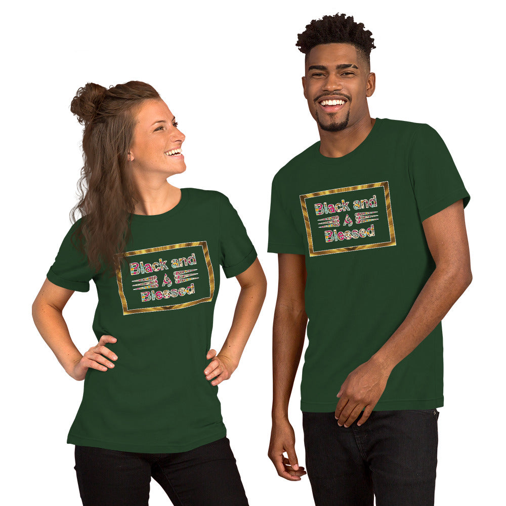 Black and Blessed Couple's Tee Unisex Short Sleeve  Shirt Jersey T-Shirt For all