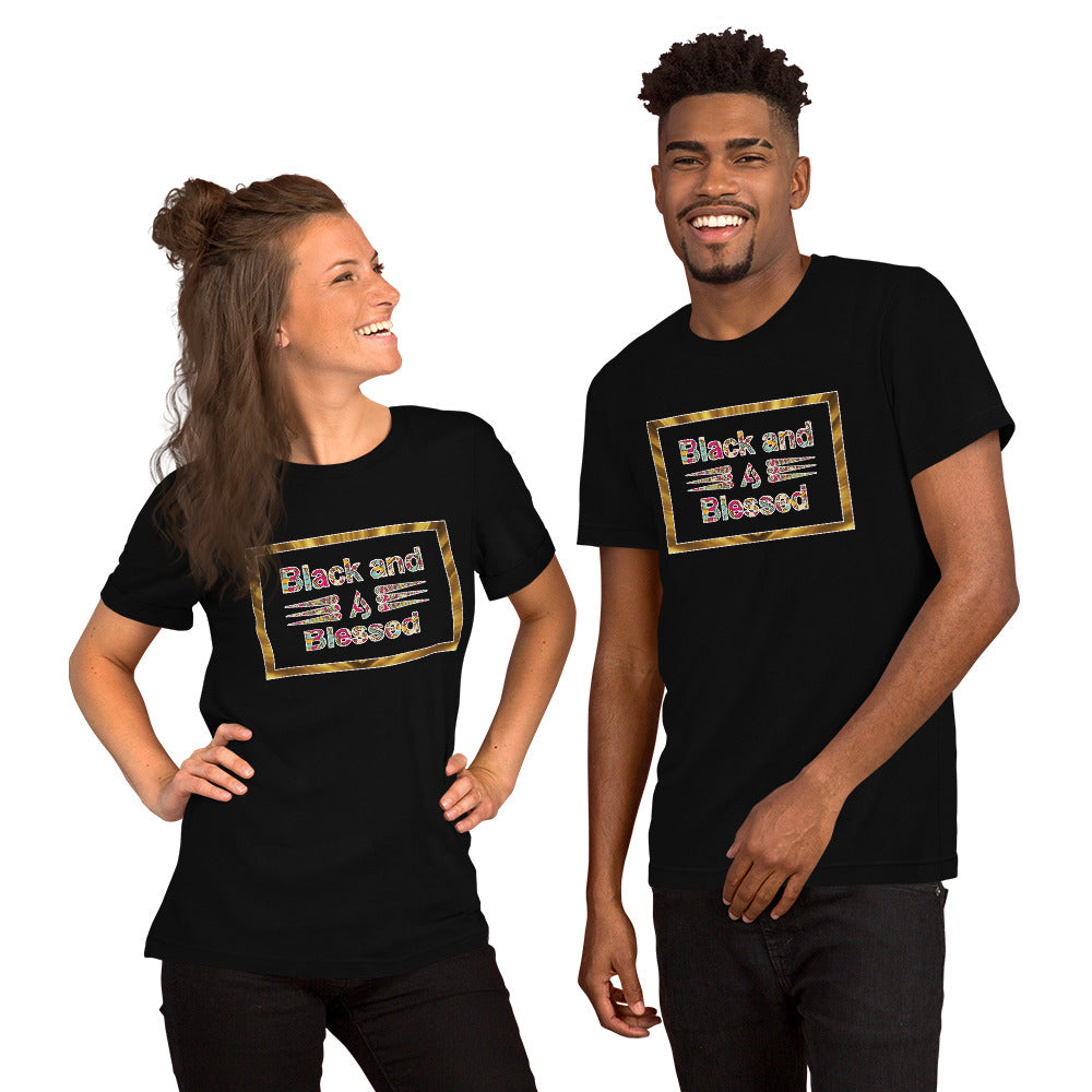 Black and Blessed Couple's Tee Unisex Short Sleeve  Shirt Jersey T-Shirt For all