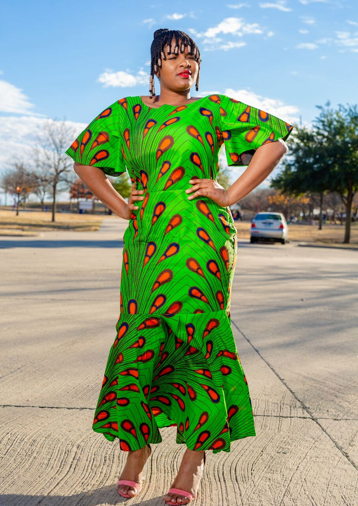 Habiba: Green peacock design ankara